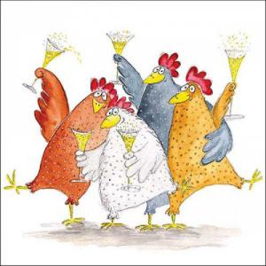 AMB.13318225 Celebrating chickens papírszalvéta 33x33cm, 20db-os