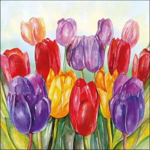 AMB.13318505 Colourful tulips papírszalvéta 33x33cm, 20db-os, tulipán