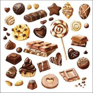 AMB.13318555 Sweet chocolates papírszalvéta 33x33cm, 20db-os, csoki mintás