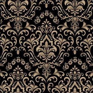 AMB.13319268 Baroque ornament black papírszalvéta 33x33cm, 20db-os