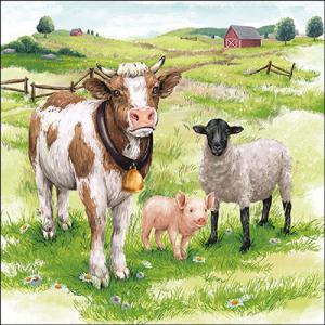 AMB.13319380 Farm animals papírszalvéta 33x33cm, 20db-os
