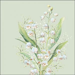 AMB.13319551 Lily of the valley green papírszalvéta 33x33cm, 20db-os