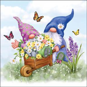 AMB.13319575 Gardening gnomes papírszalvéta 33x33cm, 20db-os