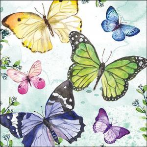 AMB.13319850 Fluttering butterflies aqua papírszalvéta 33x33cm, 20db-os