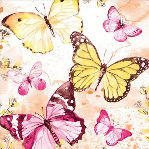 AMB.13319851 Fluttering butterflies pink papírszalvéta 33x33cm, 20db-os