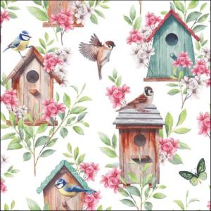 AMB.13320525 Wooden birdhouses papírszalvéta 33x33cm, 20db-os