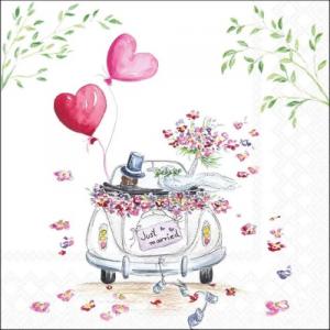 AMB.13320545 Wedding car papírszalvéta 33x33cm, 20db-os