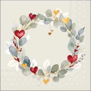 AMB.13320550 Eucalyptus wreath green papírszalvéta 33x33cm, 20db-os