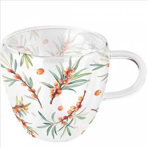 AMB.14417385 Sea Buckthorn duplafalú borosilicate üvegcsésze 0,25L