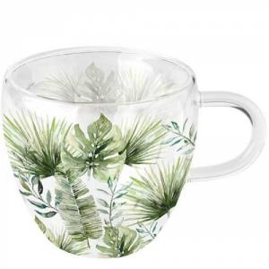 AMB.14418215 Jungle leaves white duplafalú borosilicate üvegcsésze 0,25l