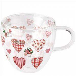 AMB.14419745 Lovely Hearts duplafalú borosilicate üvegcsésze 0,25l