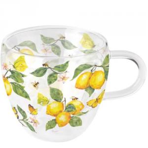 AMB.14420365 Fresh lemons white duplafalú borosilicate üvegcsésze 0,25L