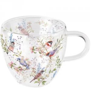 AMB.14420390 Busy birds duplafalú borosilicate üvegcsésze 0,25L