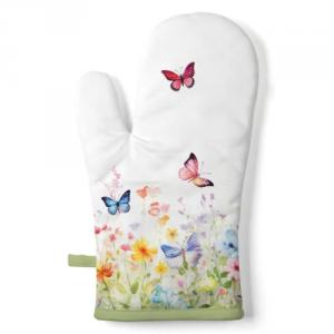AMB.16420410 Butterflies in field white edényfogó kesztyű 18x30cm, 100% pamut