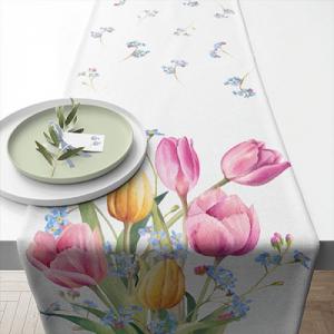 AMB.16617030 Tulips Bouquet asztali futó 40x150cm, 100% pamut