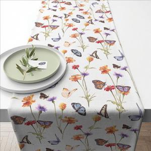 AMB.16619335 Butterfly garden white asztali futó 40x150cm,100% pamut