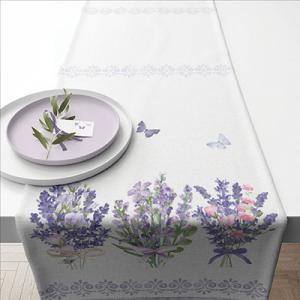 AMB.16619735 Lovely lavender white asztali futó 40x150cm,100% pamut