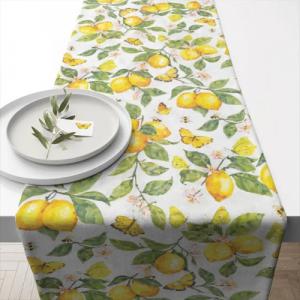 AMB.16620365 Fresh lemons white asztali futó 40x150cm,100% pamut