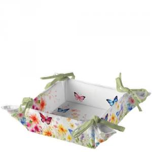 AMB.16920410 Butterflies in field white kenyérkosár 20x20x7cm, 100% pamut