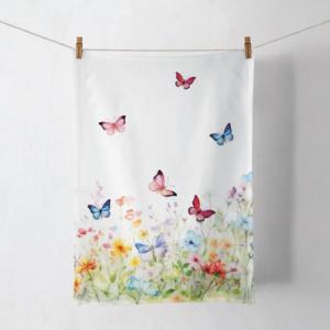AMB.17820410 Butterflies in field white konyharuha 50x70cm, 100% pamut