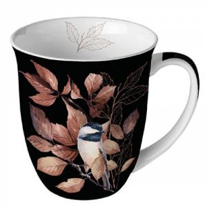 AMB.18417790 Lovely chickadee black porcelánbögre 0,4l