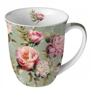 AMB.18418130 Peonies composition green porcelánbögre 0,4l