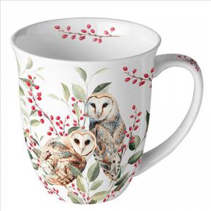 AMB.18418685 Barn owl couple white porcelánbögre 0,4l