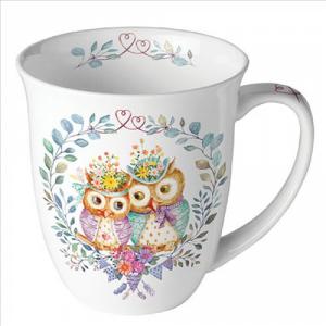 AMB.18419405 Owl couple in love porcelánbögre 0,4l