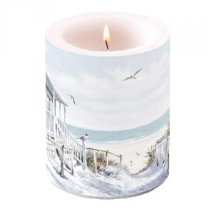 AMB.19113915 Beach Cabin átvilágítós gyertya 12x10cm