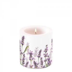 AMB.19215985 Lavender Shades White átvilágítós gyertya 8x7.5cm, levendula mintás