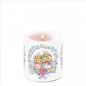 AMB.19219405 Owl couple in love átvilágítós gyertya 8x7,5cm