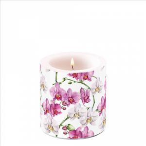 AMB.19219605 Elegant orchids white átvilágítós gyertya 8x7,5cm