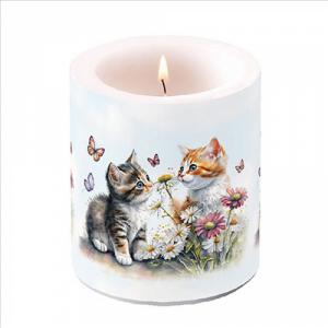 AMB.19319355 Kittens in flower field átvilágítós gyertya 10x10cm