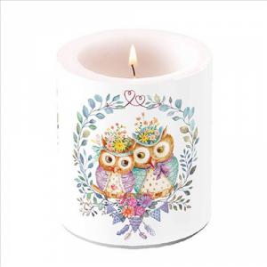 AMB.19319405 Owl couple in love átvilágítós gyertya 10x10cm