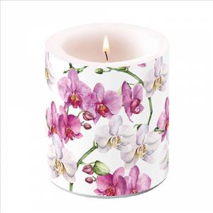 AMB.19319605 Elegant orchids white átvilágítós gyertya 10x10cm