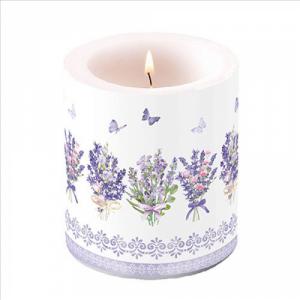 AMB.19319735 Lovely lavender white átvilágítós gyertya 10x10cm