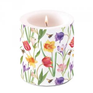 AMB.19320350 Flowers in spring átvilágítós gyertya 10x10cm