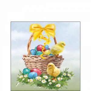 AMB.22517120 Easter Basket papírszalvéta 25x25cm, 20db-os