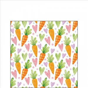 AMB.22519760 Carrots and hearts white papírszalvéta 25x25cm, 20db-os
