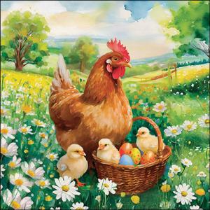 AMB.23319375 Easter chicks in meadow papírszalvéta 33x33cm,20db-os