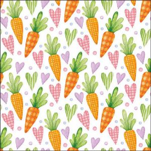 AMB.23319760 Carrots and hearts white papírszalvéta 33x33cm,20db-os