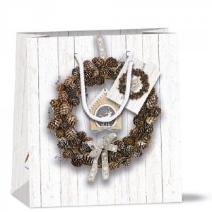 AMB.31215650 Pine Cone Wreath papír ajándéktáska 22x13x25cm