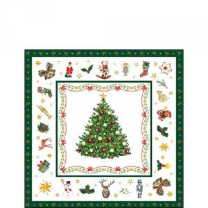 AMB.32514515 Christmas Evergreen white papírszalvéta 25x25cm, 20db-os