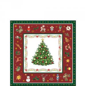 AMB.32514517 Christmas Evergreen red papírszalvéta 25x25cm, 20db-os