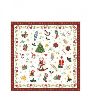 AMB.32514765 Ornaments All Over red papírszalvéta 25x25cm, 20db-os