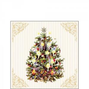 AMB.32515345 X-mas Tree Cream papírszalvéta 25x25cm, 20db-os