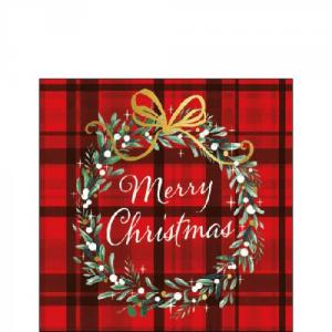 AMB.32515565 Christmas Plaid Red papírszalvéta 25x25cm, 20db-os