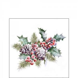 AMB.32515570 Holly and Berries papírszalvéta 25x25cm, 20db-os