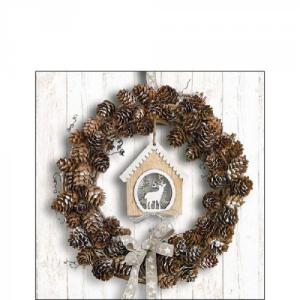 AMB.32515650 Pine Cone Wreath papírszalvéta 25x25cm, 20db-os