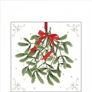 AMB.32518860 Mistletoe with bow white papírszalvéta 25x25cm, 20db-os